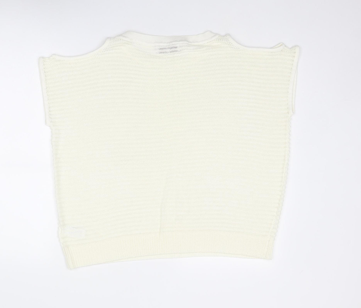 NEXT Womens Ivory Round Neck Acrylic Vest Jumper Size 16 - Cold Shoulder
