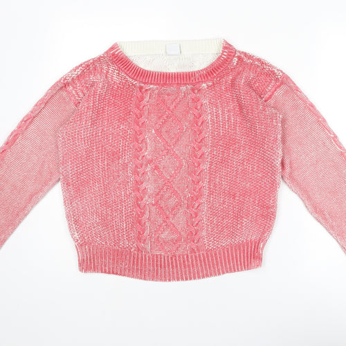 VERO MODA Womens Pink Round Neck Acrylic Pullover Jumper Size L
