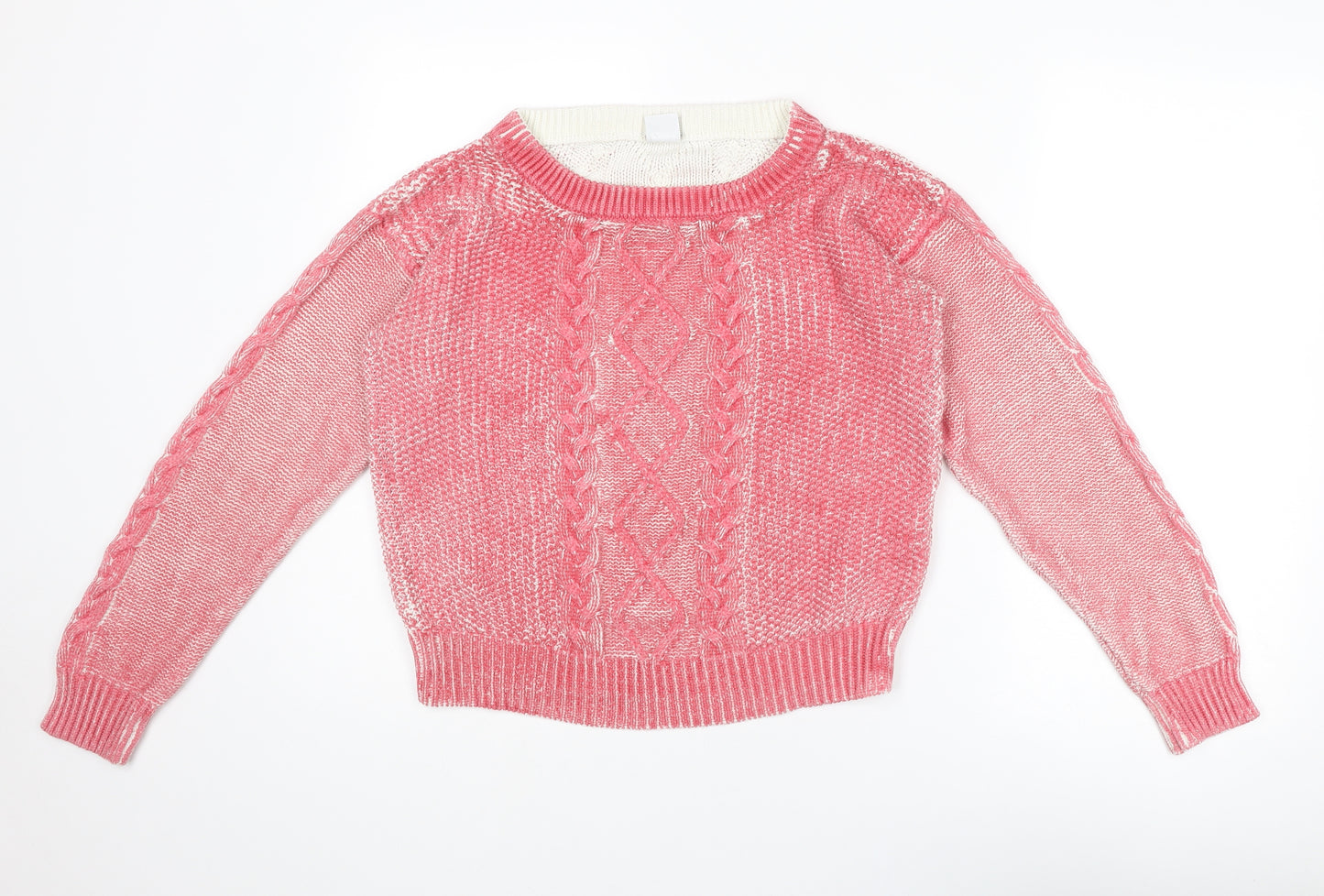 VERO MODA Womens Pink Round Neck Acrylic Pullover Jumper Size L