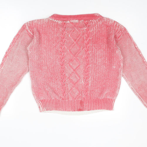 VERO MODA Womens Pink Round Neck Acrylic Pullover Jumper Size L