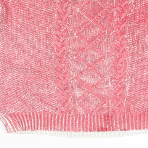VERO MODA Womens Pink Round Neck Acrylic Pullover Jumper Size L