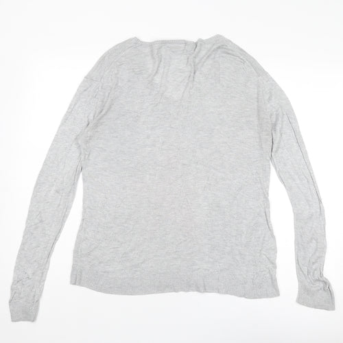 Hush Womens Grey V-Neck Bamboo Pullover Jumper Size M - Size M-L Star