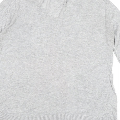 Hush Womens Grey V-Neck Bamboo Pullover Jumper Size M - Size M-L Star