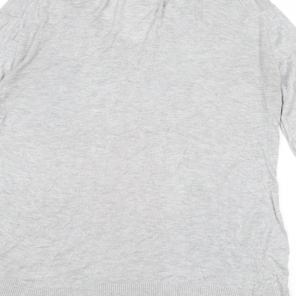 Hush Womens Grey V-Neck Bamboo Pullover Jumper Size M - Size M-L Star