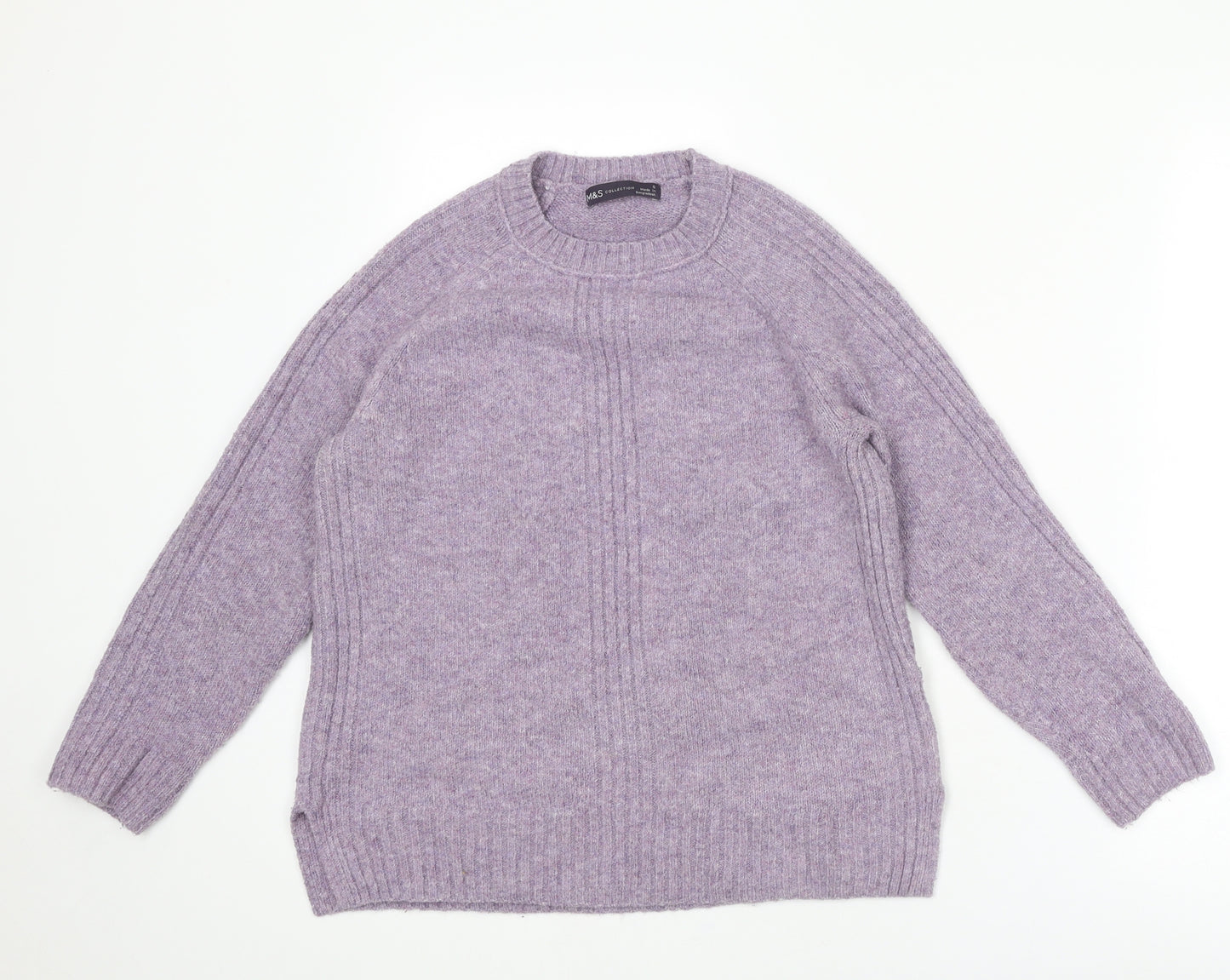 Marks and Spencer Womens Purple Round Neck Acrylic Pullover Jumper Size S