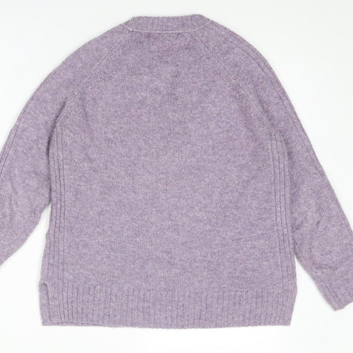 Marks and Spencer Womens Purple Round Neck Acrylic Pullover Jumper Size S