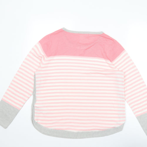 Julipa Womens Pink Round Neck Striped Acrylic Pullover Jumper Size 12 - Size 12-14