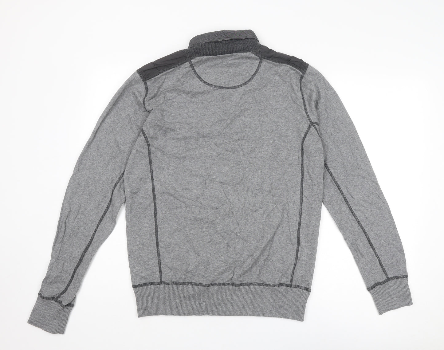 NEXT Mens Grey Collared Cotton Pullover Jumper Size M Long Sleeve - Shirt Insert