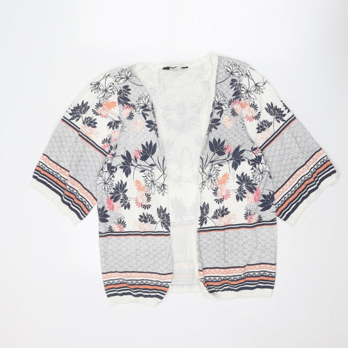Dorothy Perkins Womens Multicoloured V-Neck Geometric Cotton Cardigan Jumper Size M