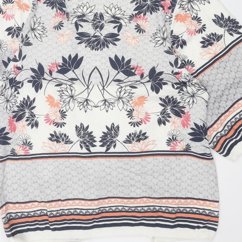 Dorothy Perkins Womens Multicoloured V-Neck Geometric Cotton Cardigan Jumper Size M