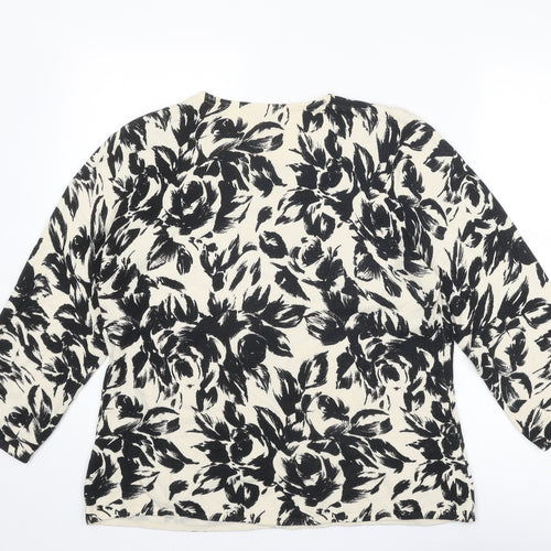Country Casuals Womens Black Round Neck Floral Modal Cardigan Jumper Size XL