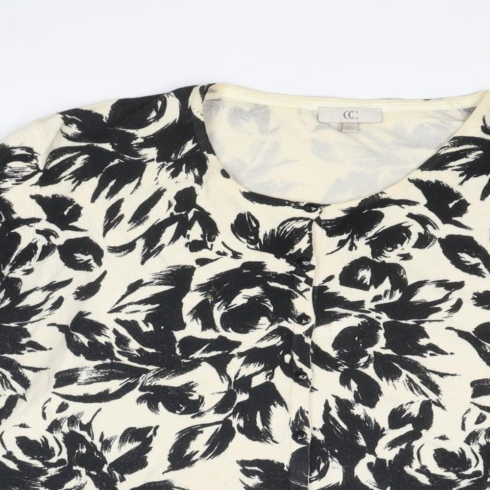 Country Casuals Womens Black Round Neck Floral Modal Cardigan Jumper Size XL