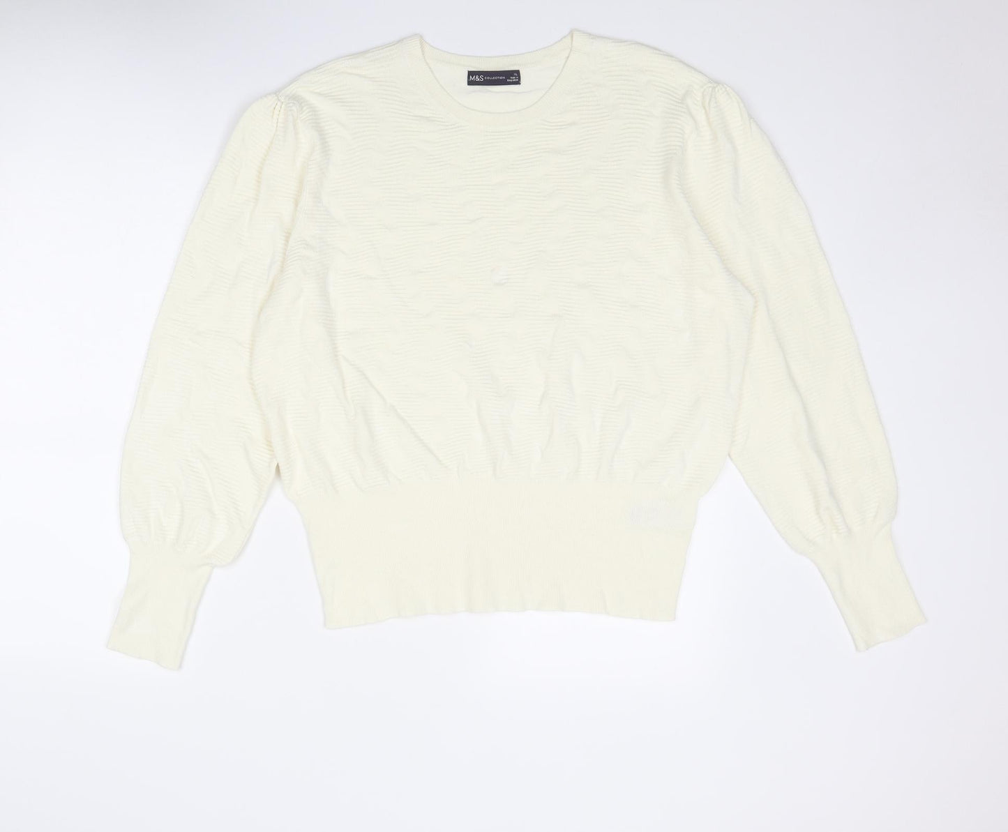 Marks and Spencer Womens Ivory Round Neck Viscose Pullover Jumper Size XL