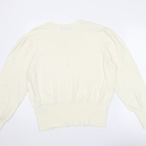 Marks and Spencer Womens Ivory Round Neck Viscose Pullover Jumper Size XL
