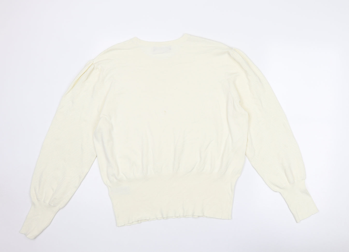 Marks and Spencer Womens Ivory Round Neck Viscose Pullover Jumper Size XL
