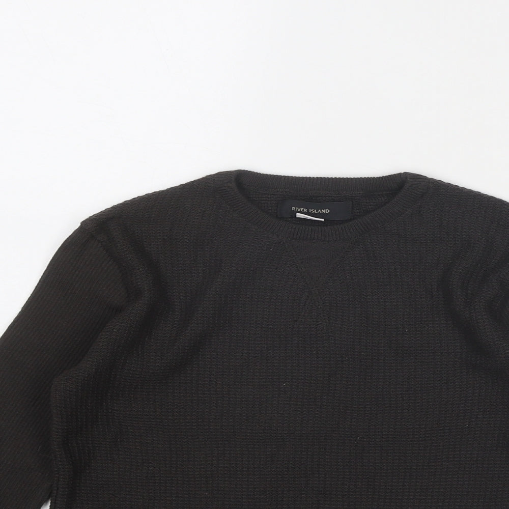 River Island Boys Grey Round Neck Cotton Pullover Jumper Size 3-4 Years Pullover