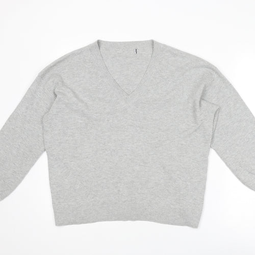 Marks and Spencer Womens Grey V-Neck Viscose Pullover Jumper Size XL