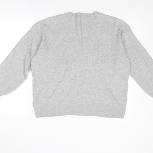 Marks and Spencer Womens Grey V-Neck Viscose Pullover Jumper Size XL