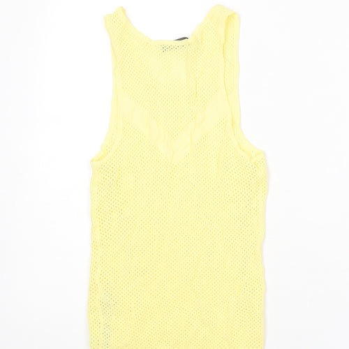 Zara Womens Yellow Round Neck Viscose Vest Jumper Size S
