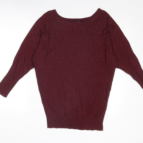 Debenhams Womens Purple Round Neck Cotton Pullover Jumper Size 12