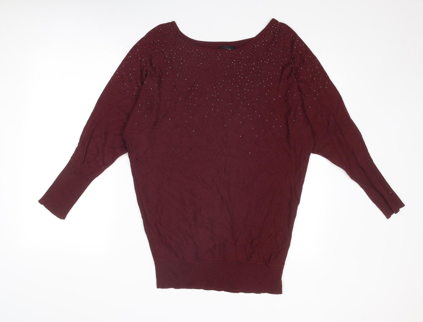 Debenhams Womens Purple Round Neck Cotton Pullover Jumper Size 12