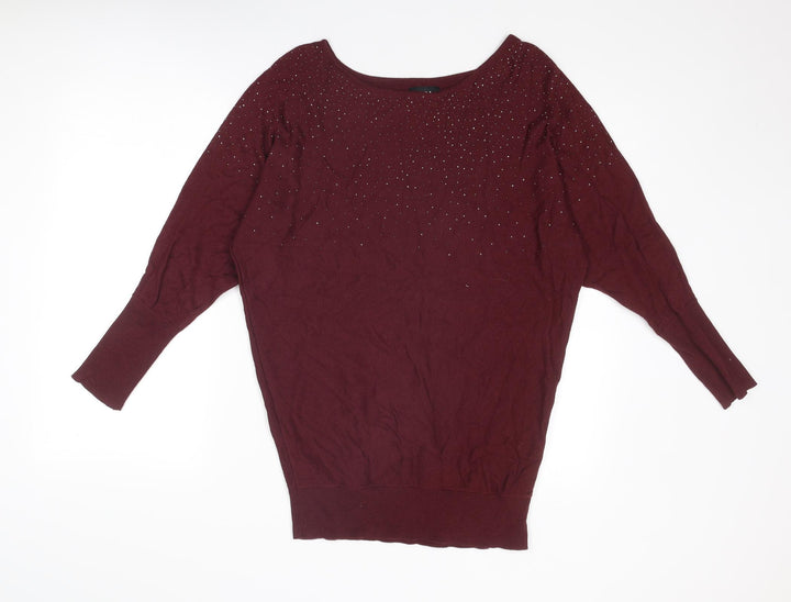Debenhams Womens Purple Round Neck Cotton Pullover Jumper Size 12