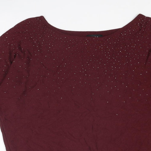 Debenhams Womens Purple Round Neck Cotton Pullover Jumper Size 12