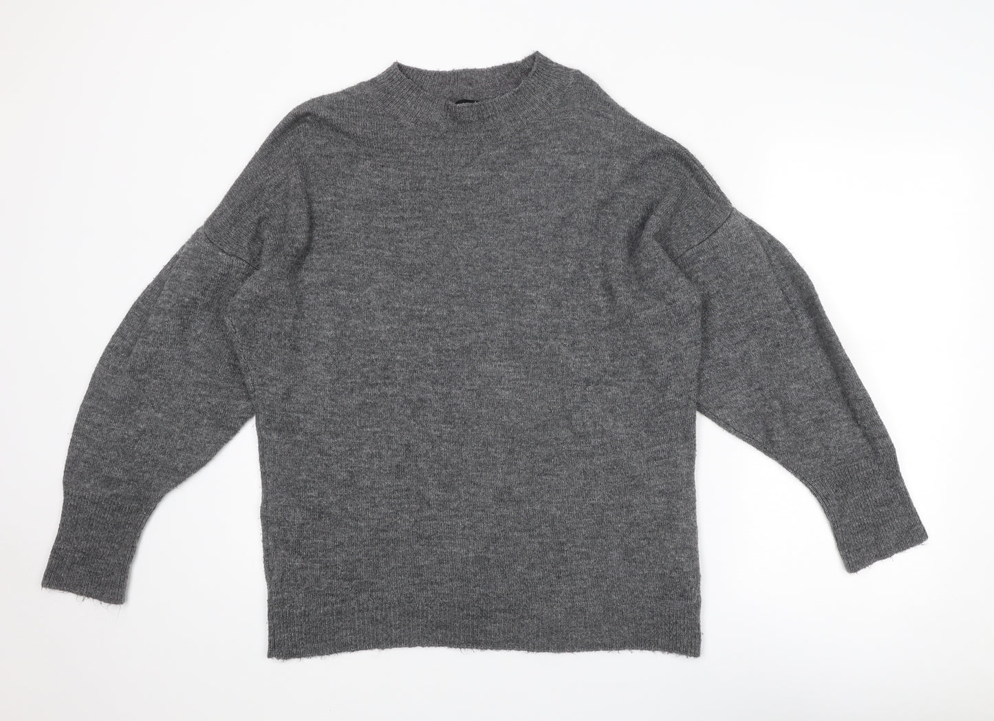 Dorothy Perkins Womens Grey Round Neck Acrylic Pullover Jumper Size 16