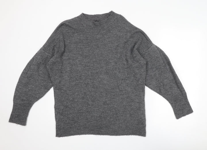Dorothy Perkins Womens Grey Round Neck Acrylic Pullover Jumper Size 16