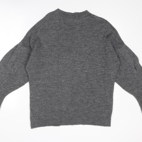Dorothy Perkins Womens Grey Round Neck Acrylic Pullover Jumper Size 16