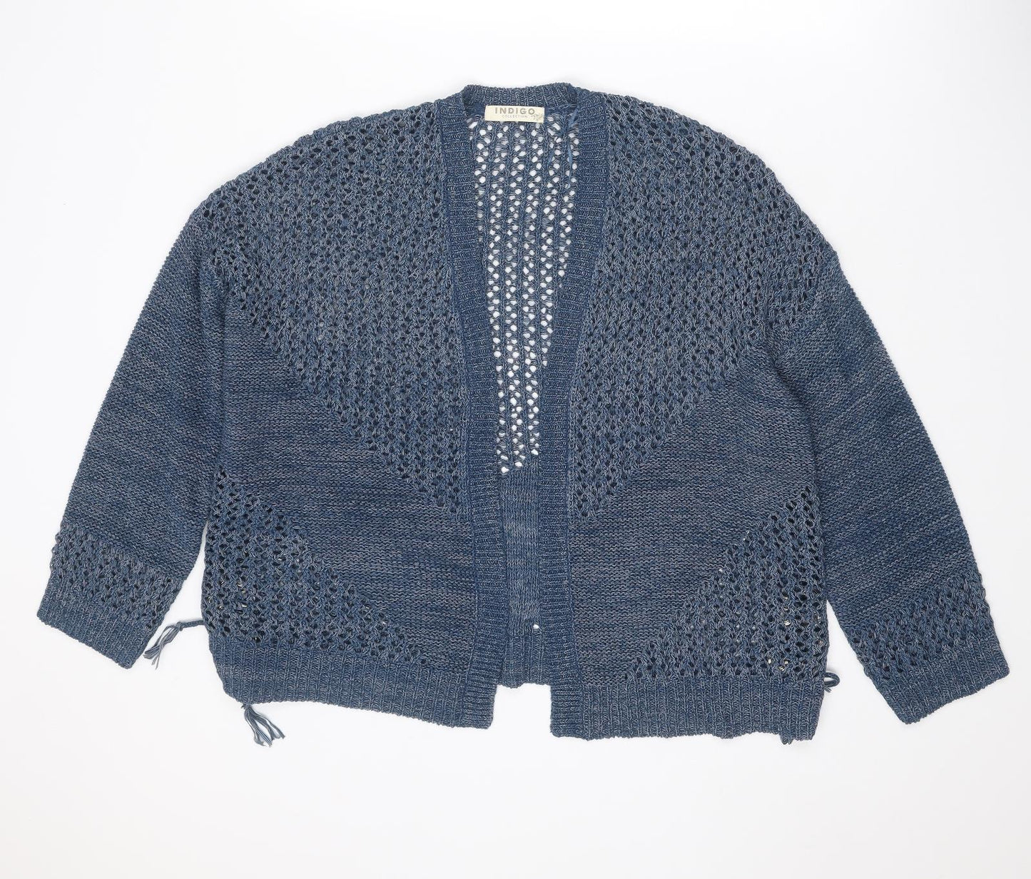 Indigo Womens Blue V-Neck Acrylic Cardigan Jumper Size XL