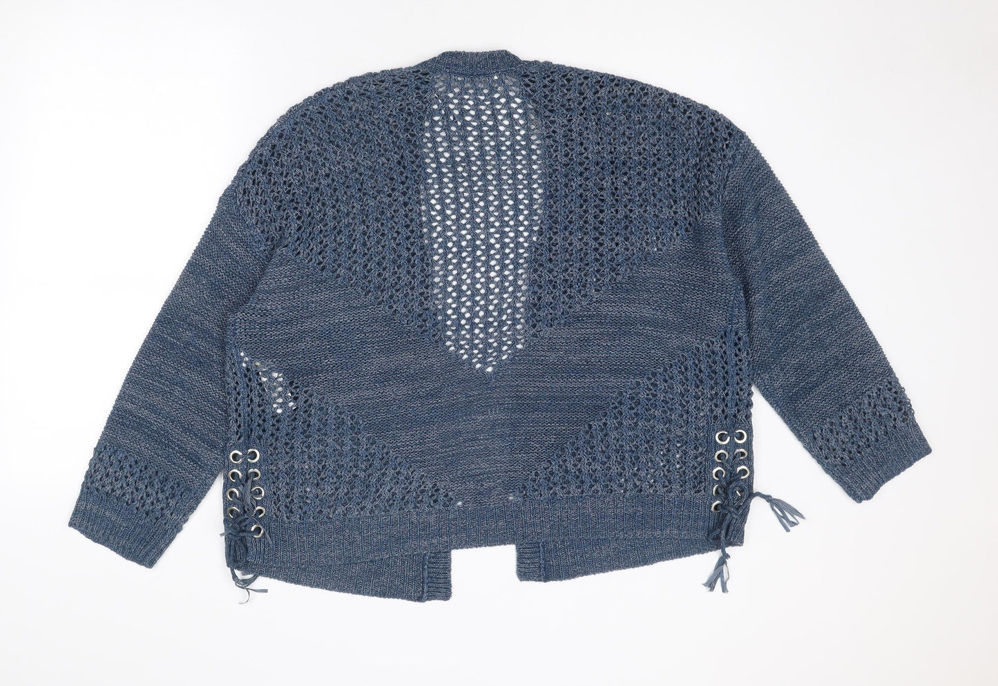 Indigo Womens Blue V-Neck Acrylic Cardigan Jumper Size XL