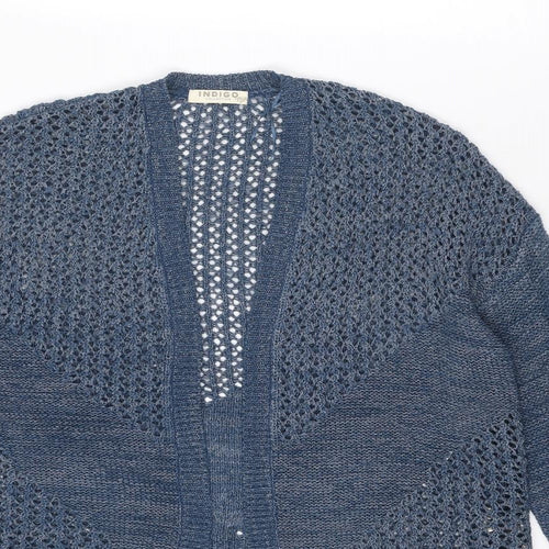 Indigo Womens Blue V-Neck Acrylic Cardigan Jumper Size XL