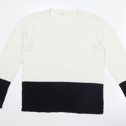 Linea Womens White Round Neck Viscose Pullover Jumper Size 16
