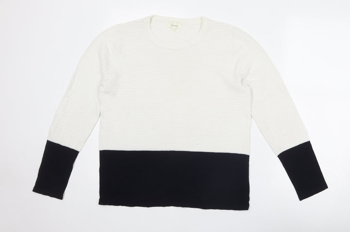 Linea Womens White Round Neck Viscose Pullover Jumper Size 16
