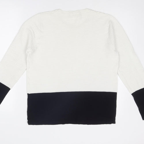 Linea Womens White Round Neck Viscose Pullover Jumper Size 16