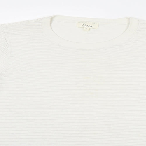 Linea Womens White Round Neck Viscose Pullover Jumper Size 16