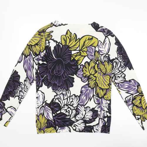 Klass Womens Multicoloured Round Neck Floral Viscose Pullover Jumper Size M