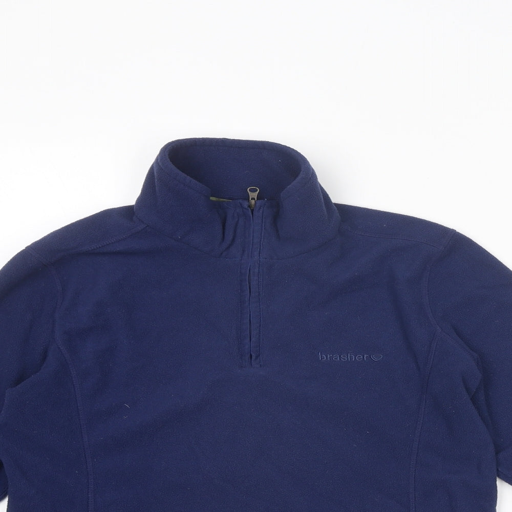 brasher Womens Blue Polyester Pullover Sweatshirt Size 10 Zip