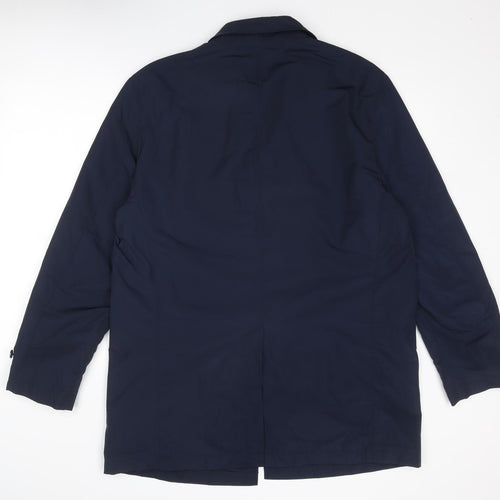 Marks and Spencer Mens Blue Overcoat Coat Size L Button