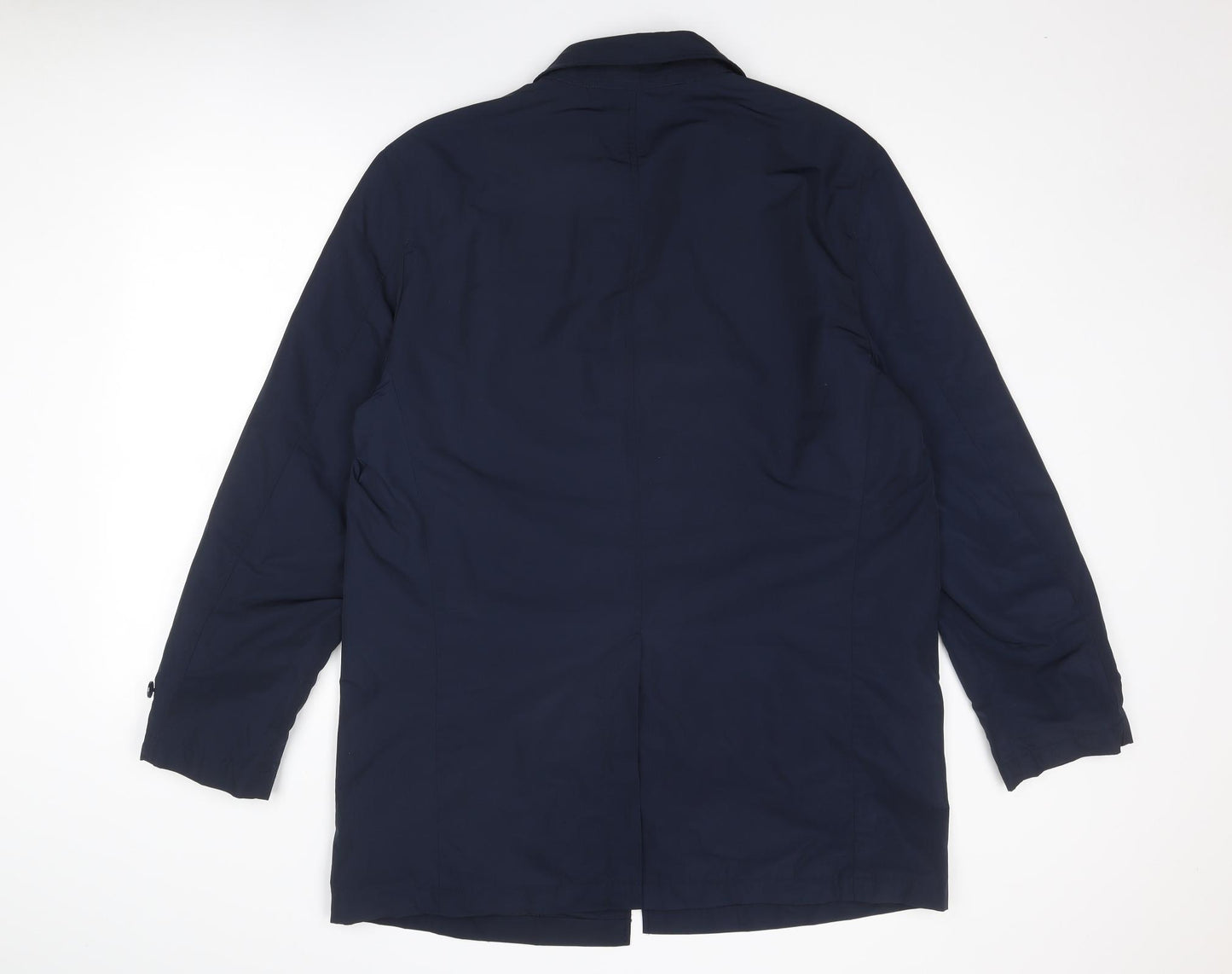Marks and Spencer Mens Blue Overcoat Coat Size L Button