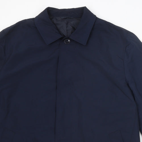 Marks and Spencer Mens Blue Overcoat Coat Size L Button