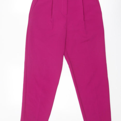 Topshop Womens Purple Polyester Trousers Size 8 Regular Zip
