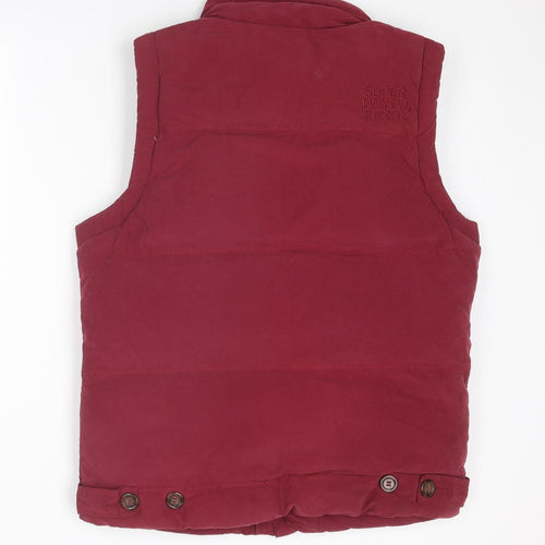 Superdry Mens Red Gilet Jacket Size XL Zip