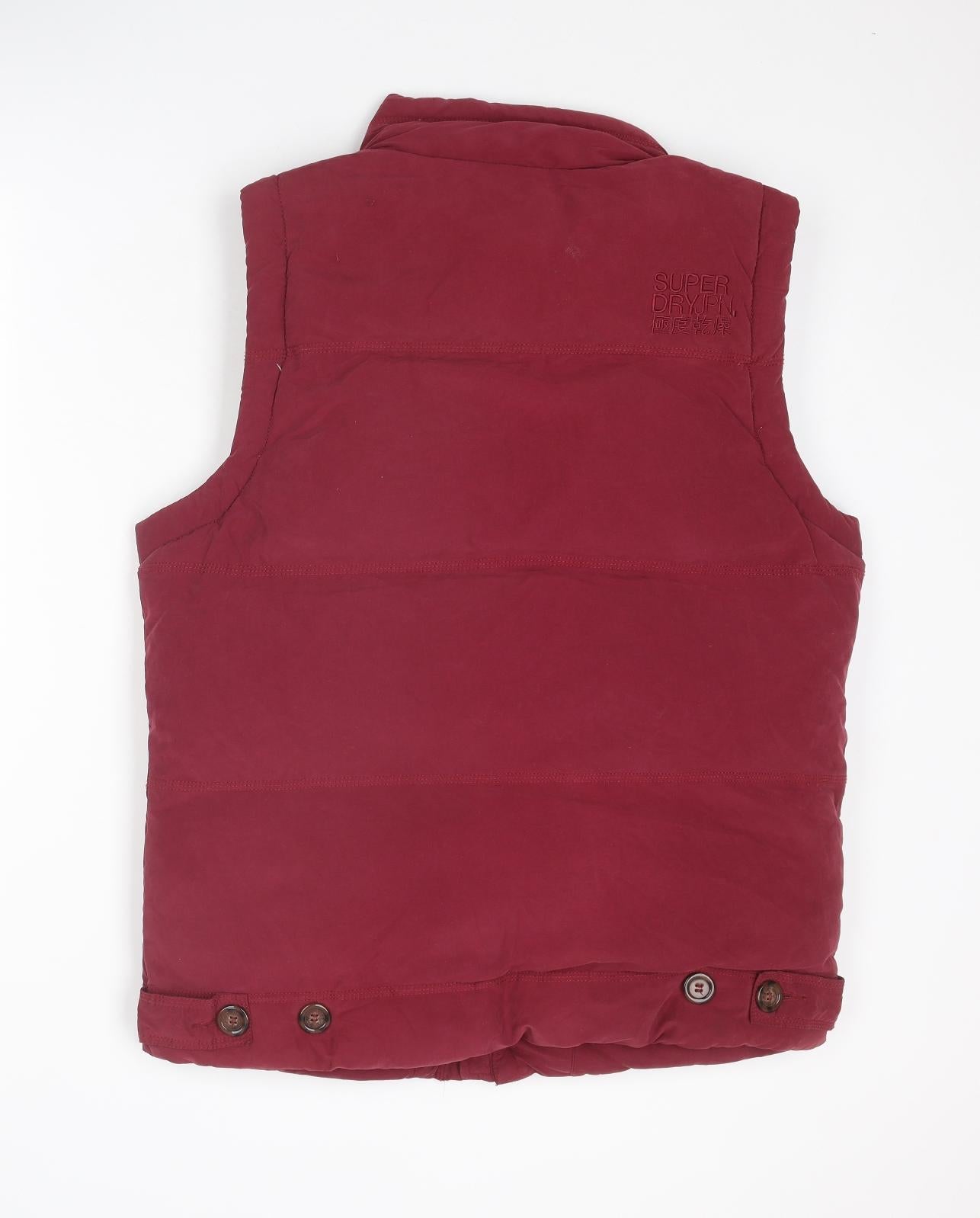 Superdry Mens Red Gilet Jacket Size XL Zip