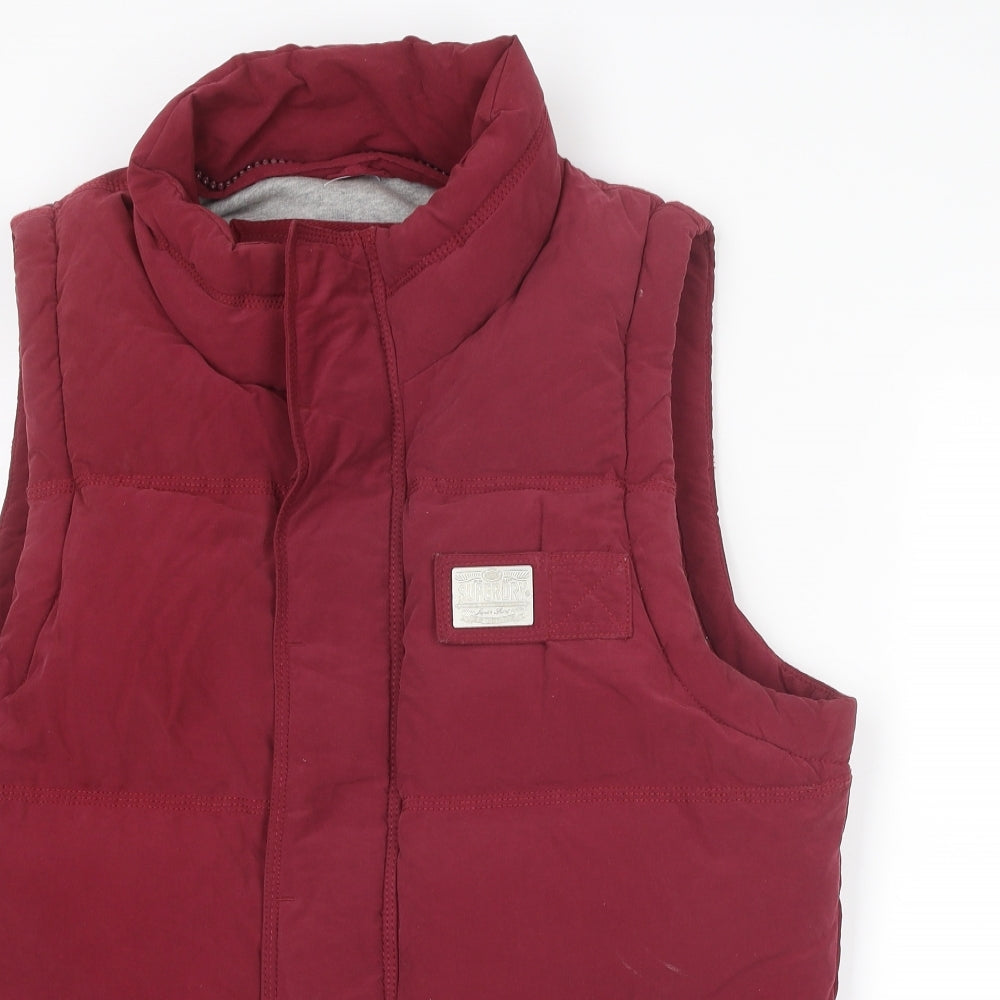 Superdry Mens Red Gilet Jacket Size XL Zip