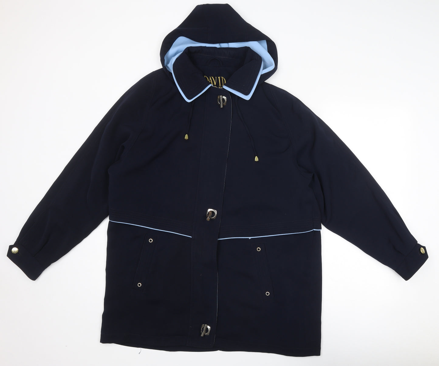 David Barry Womens Blue Jacket Size 16 Zip