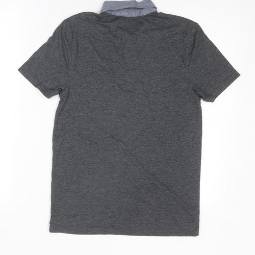 Topman Mens Grey Polyester Polo Size XS Collared Button
