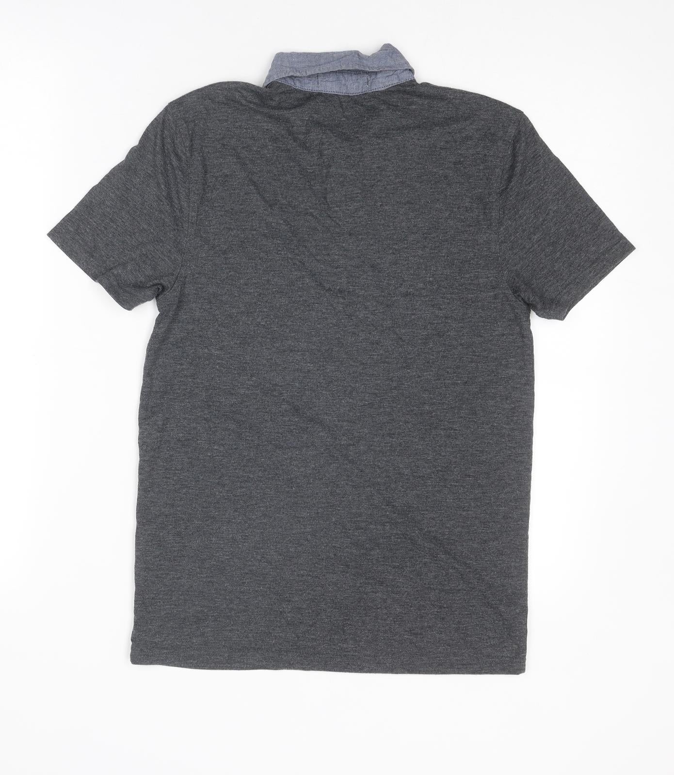 Topman Mens Grey Polyester Polo Size XS Collared Button