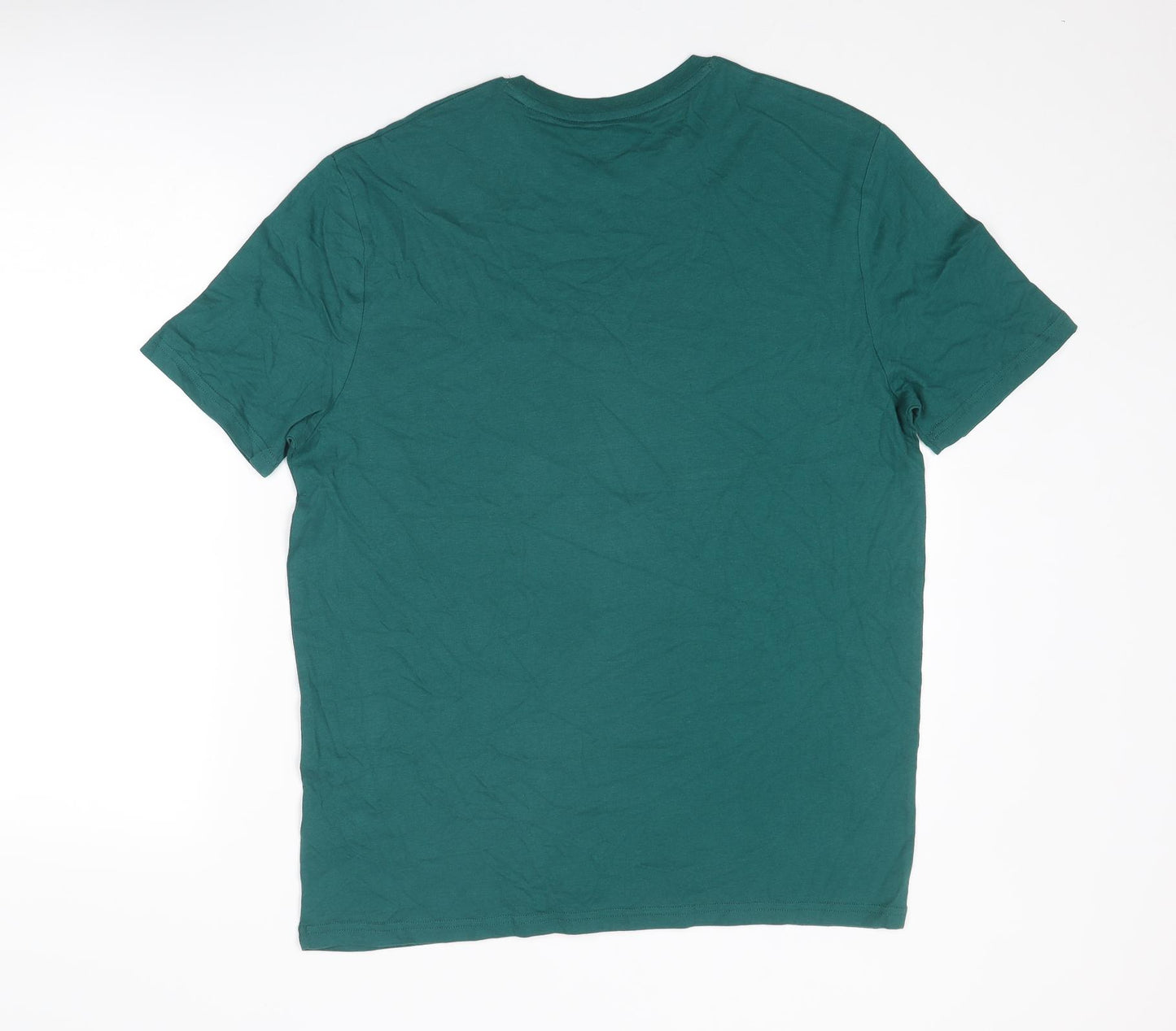 Marks and Spencer Mens Green Cotton T-Shirt Size M Round Neck - Christmas Gin-Gle all The Way